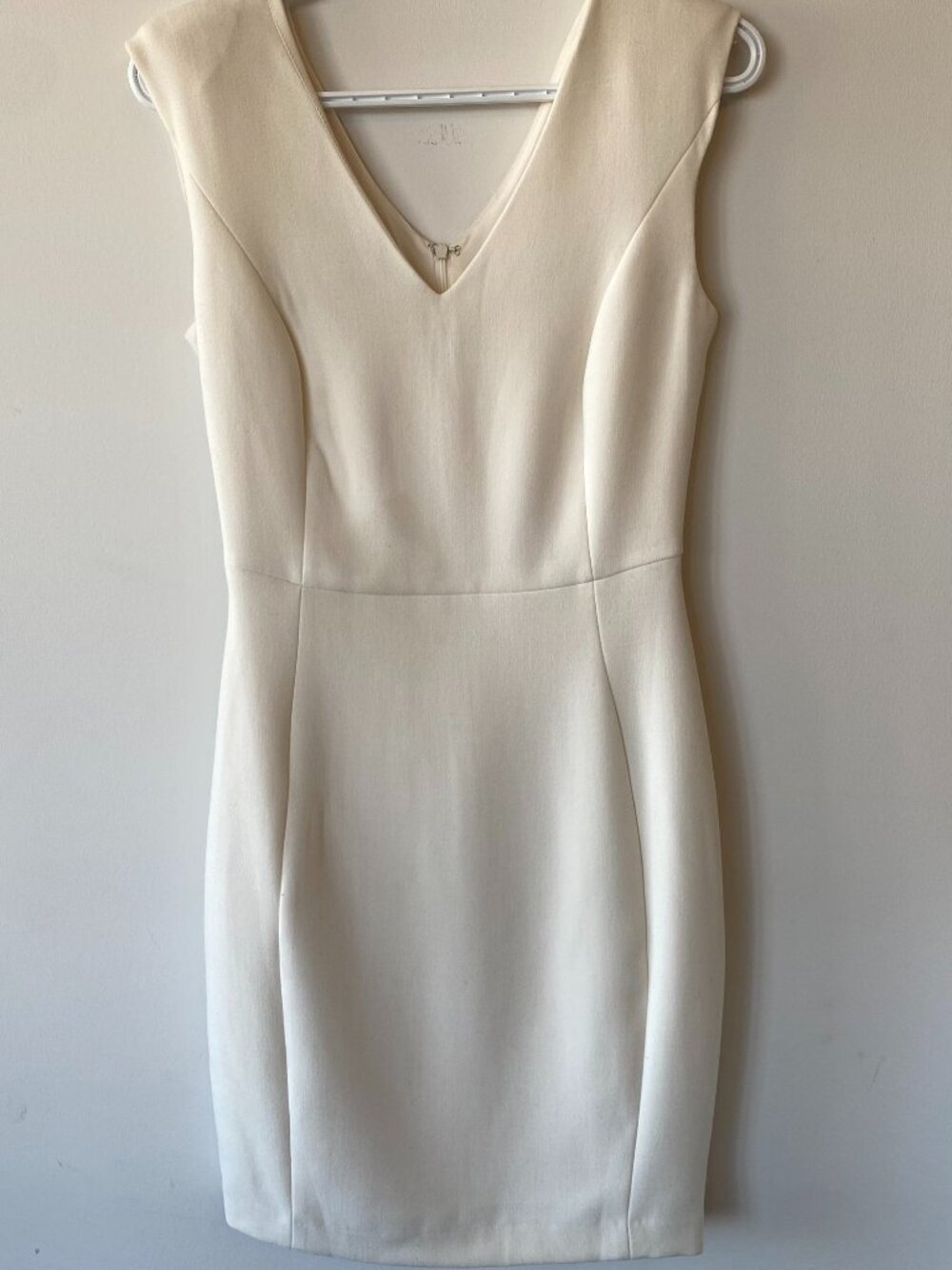 Mango Suit Ivory V-Neck Sheath Dress Belt Loops XS US 2